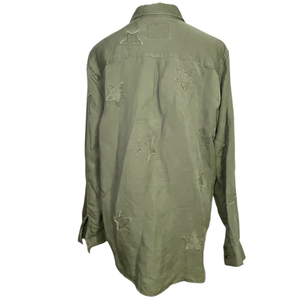 Rails Linen Marcel Sage with Stars Shirt Jacket Long Sleeve Button Down Green - Picture 2 of 16
